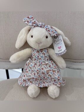 🤍 GANZ Baby Shabby Chic Ivory Plush Bunny with Floral Dress and Bow NWT
